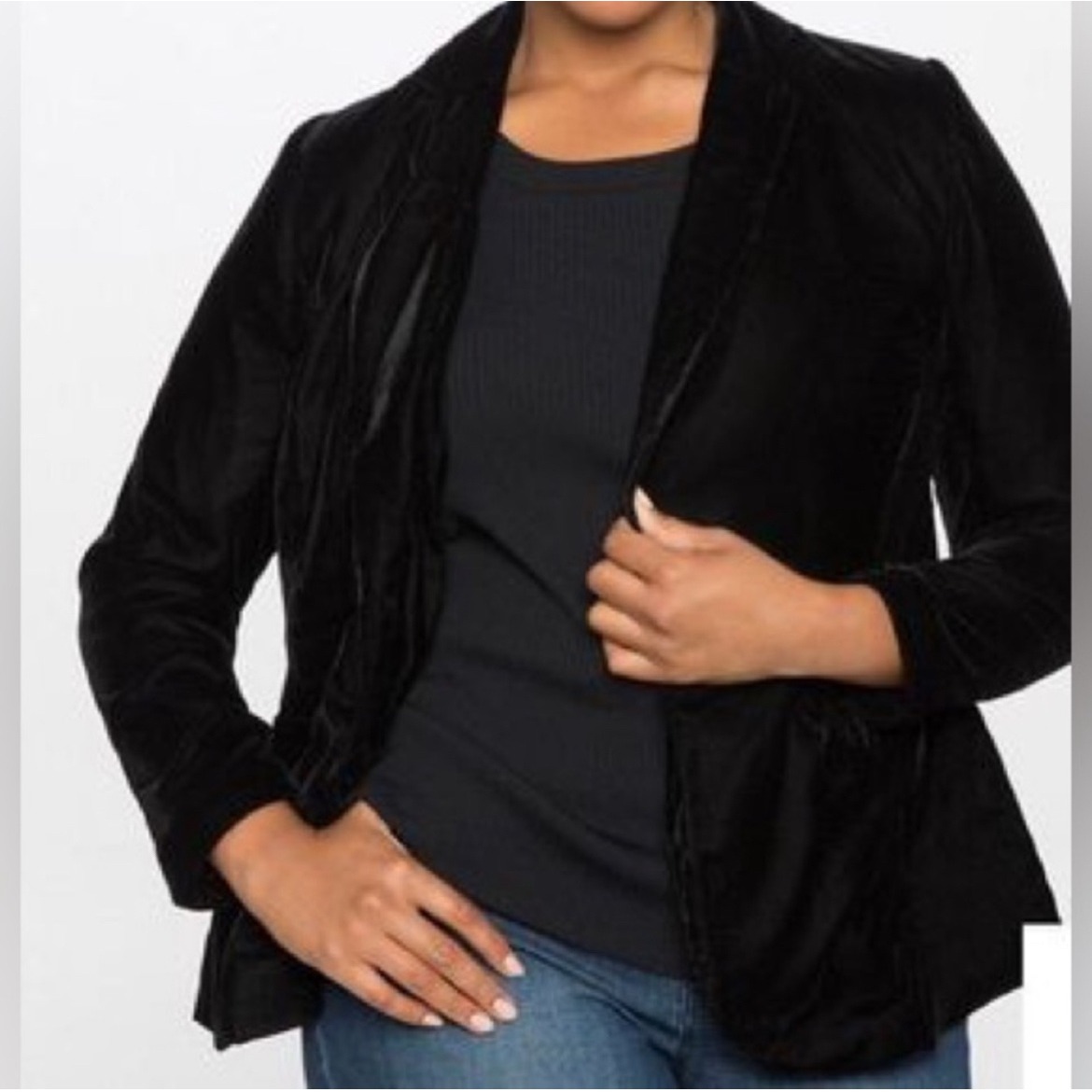 Lane Bryant Black Womens Plus Sz 22 Velvet Blazer Jacket Lined Career